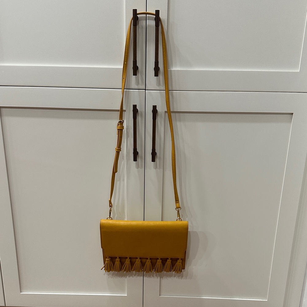 Mustard Yellow Tassel Crossbody JustFab Bag 11”x8”